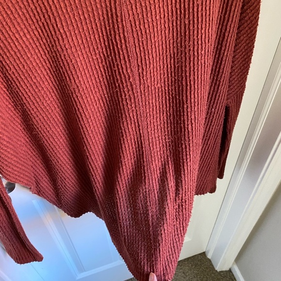 UO Out From Under Burnt Orange Waffle Tie Top - Picture 7 of 7